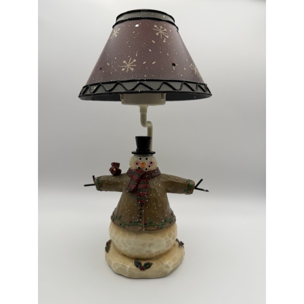Forest Friend Frosty Snow Man Tea Light Lamp Candle Holder w/ Metal Shade